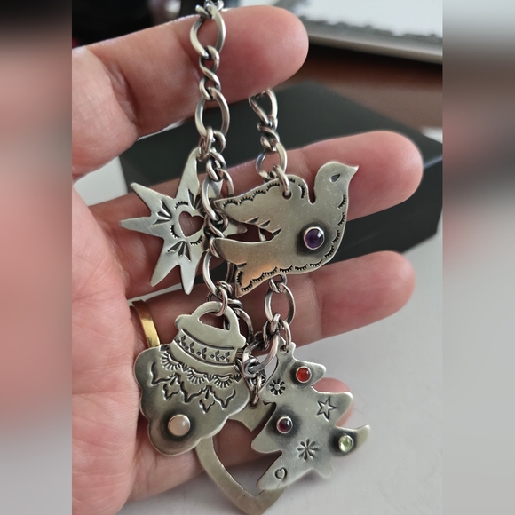 Sterling Silver Charm Bracelet with Festive Charms - Picture 5 of 7